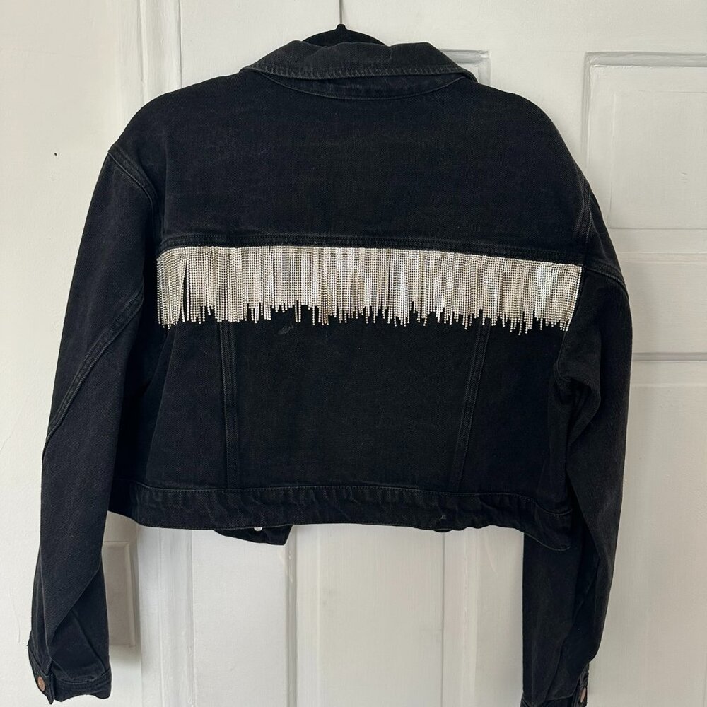 Rhinestone Black Denim Jacket